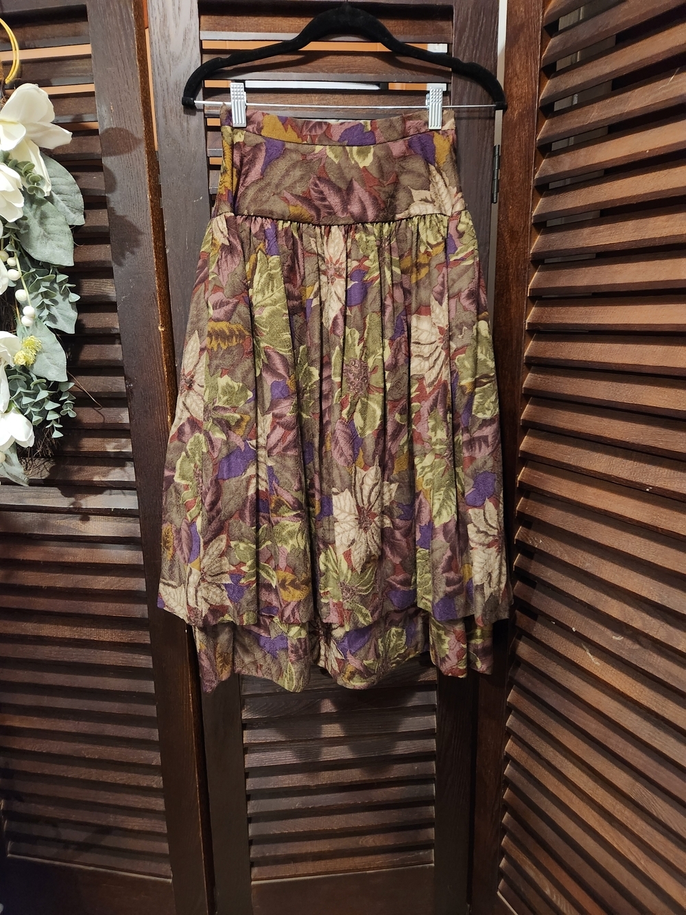 Vintage Valentino Sportswear Multicolor Floral Tiered Midi Skirt in
